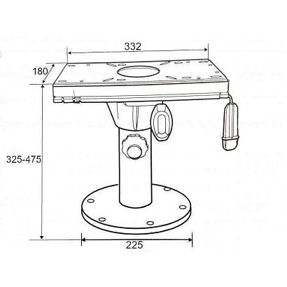 Стойка для сидений 325-457мм c переходником, алюминий