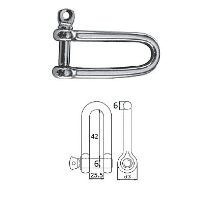 Скоба такелажная с винтовым пальцем  6 мм AISI 316