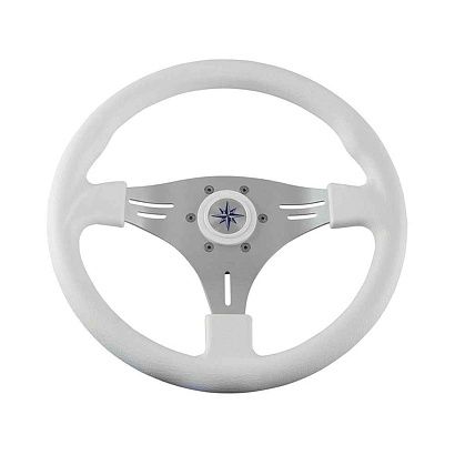 Колесо рулевое MANTA, спицы серебряные 355 мм, белый