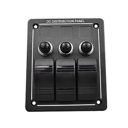 Панель бортового питания Skipper с кулисными переключателями переключателей - 3, с индикацией, автом