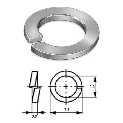 Шайба пружинная (гровер) M 4 нерж.A2 (100 шт)