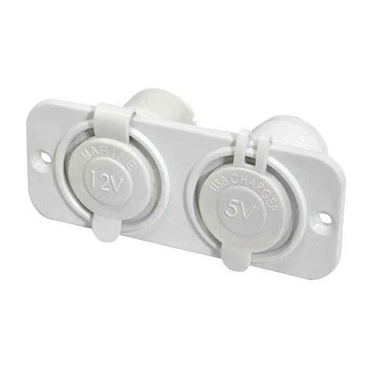 Панель с USB-разъемом 5В/2.4А и прикуривателем, белая