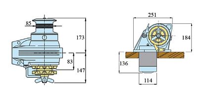 Лебедка якорная "Kobra", 1000Вт, 12В, цепь 8мм  с кн. сброса