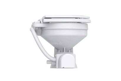 Унитаз судовой керамический 24В (компакт) сиденье из дерева с эмалевым покрытием