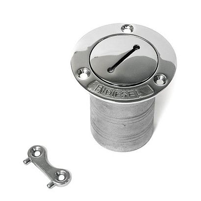 Горловина заливная SUNFINE 51мм прямая с ключом (Diesel), нержавеющая сталь