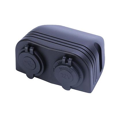 Двойной накладной модуль Skipper USB 5В 3.1А и прикуриватель 12V