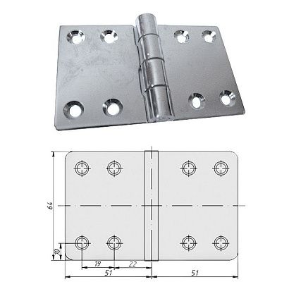Петля неразъемная 102х64х3 мм
