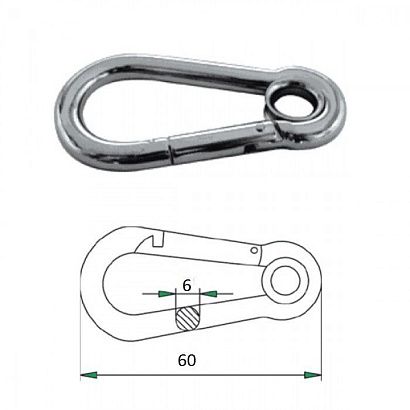 Гак-карабин с проушиной  6х60мм