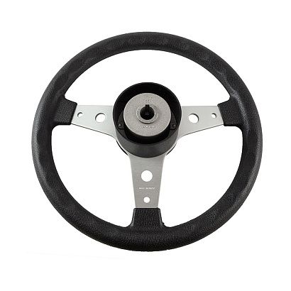 Колесо рулевое DELFINO, спицы серебрянные 340 мм, чёрный