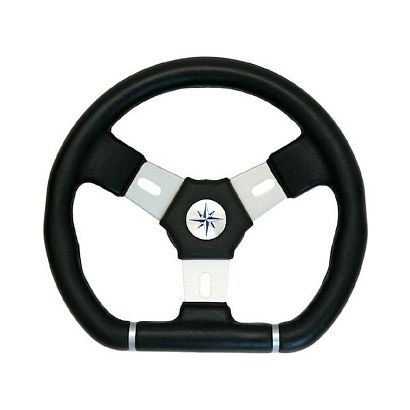 Колесо рулевое ELBA SPORT, спицы серебрянные 320 мм, чёрный