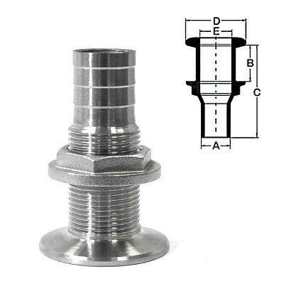 Стакан дренажный 3/4" с гайкой, под шланг 25 мм