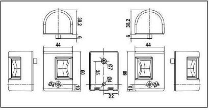 Огни бортовые светодиодные 38х60 мм, белый корпус