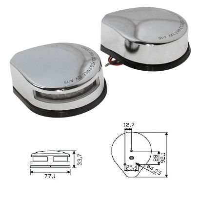 Огни бортовые светодиодные 34х77х92 мм, хромированный корпус