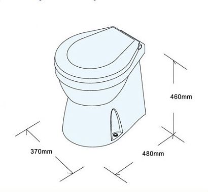 Унитаз судовой 460х480, в комплекте с электр.помпой 12В (нов)
