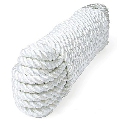 Трос швартовый трех прядный 12мм*9м белый