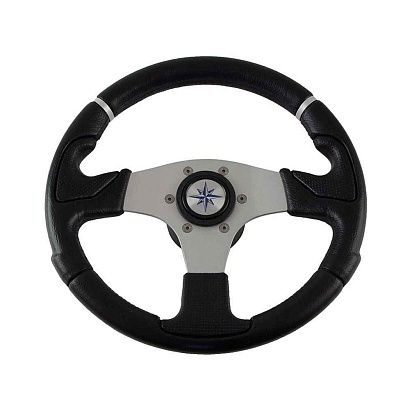 Колесо рулевое NISIDA, спицы серебрянные 320 мм, чёрный