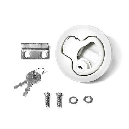 Замок потайной SUNFINE 61x35мм с ключами, белый пластик