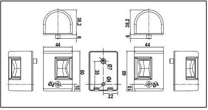 Огни бортовые светодиодные 38х60 мм, белый корпус