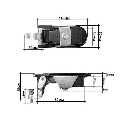 Фиксатор кнопочный врезной SUNFINE 110x50x45мм, цинковый сплав черного цвета