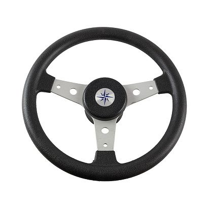 Колесо рулевое DELFINO, спицы серебрянные 340 мм, чёрный