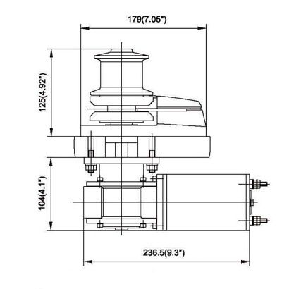 Лебедка якорная серии-C Heavy Duty Style (c барабаном) 900Вт, 12В, цепь 6 мм/веревка 12 мм