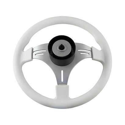 Колесо рулевое MANTA, спицы серебряные 355 мм, белый