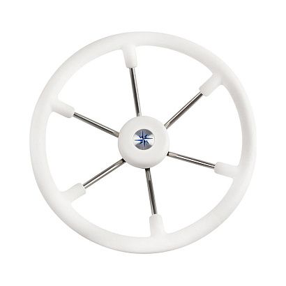 Колесо рулевое LEADER TANEGUM, спицы серебрянные 400 мм, белый