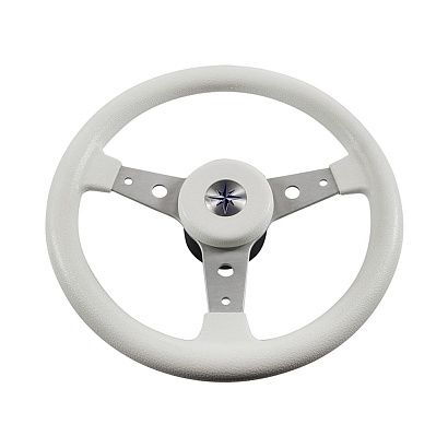 Колесо рулевое DELFINO, спицы серебрянные 340 мм, белый