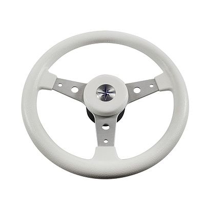 Колесо рулевое DELFINO, спицы серебрянные 340 мм, белый