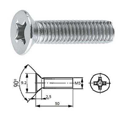 Винт пот.гол M5X 50 нерж.A2 (100 шт)