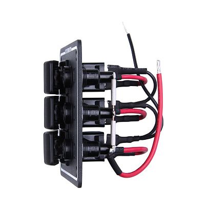 Панель бортового питания Skipper с кулисными переключателями переключателей - 3, с индикацией, гнёзд