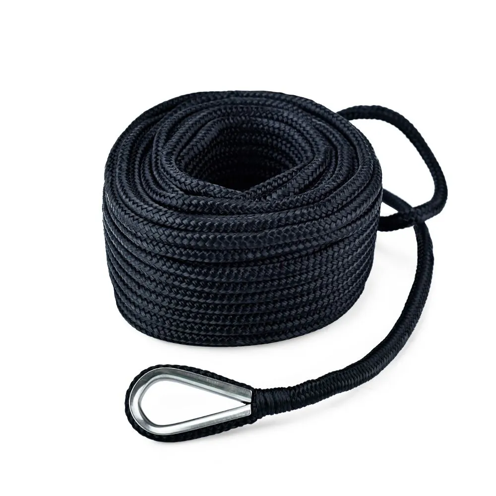 Трос (конец) якорный Skipper плетеный, 6мм, нейлон 50м, черный