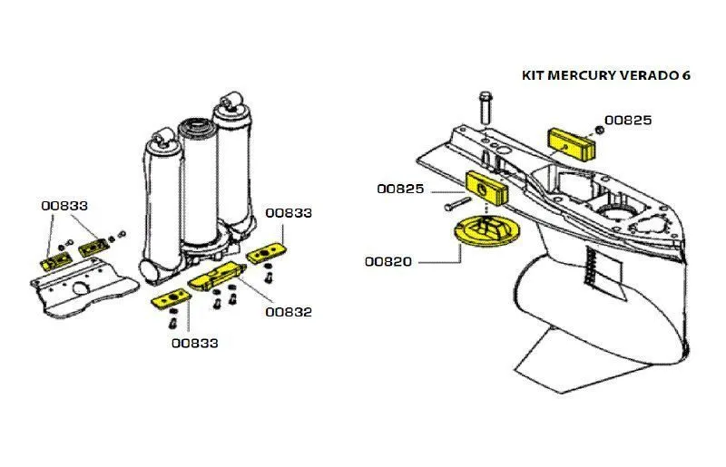 Комплект магниевых анодов Mercury Verado (6 цил.)