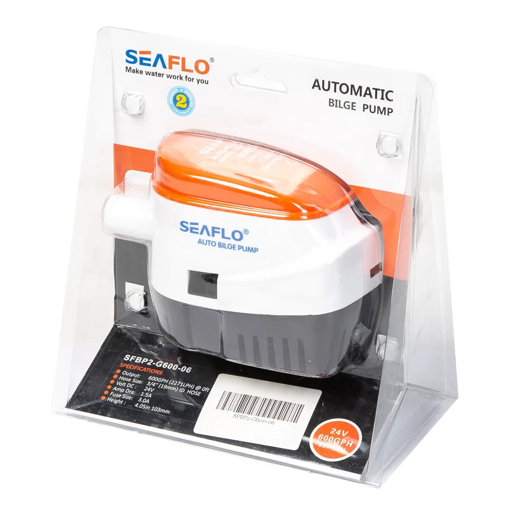 Помпа водооткачивающая автоматическая SeaFlo трюмная, 24V 600 галлон/час, патрубок 19 мм