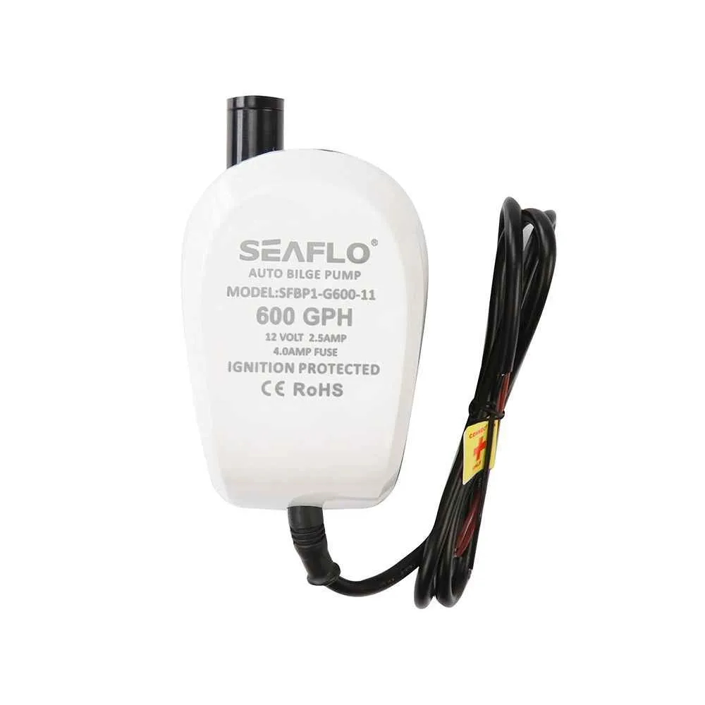 Помпа водооткачивающая автоматическая SeaFlo трюмная, 12V 600 галлон/час, патрубок 19 мм