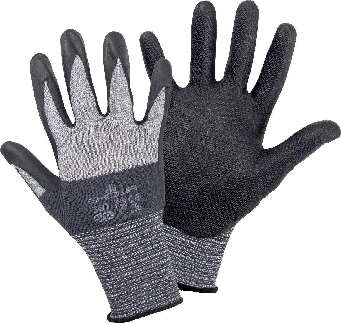Перчатки защитные SHOWA Excellent Fit 381 Grey/Black, XL