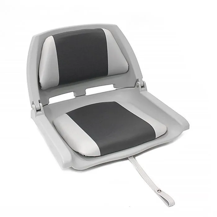 Сиденье пластмассовое складное с подложкой Molded Fold-Down Boat Seat,серо-чёрное