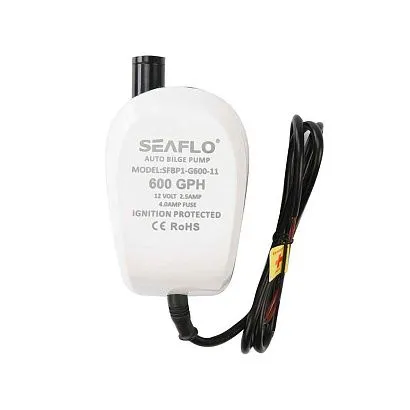 Помпа водооткачивающая автоматическая SeaFlo трюмная, 12V 600 галлон/час, патрубок 19 мм