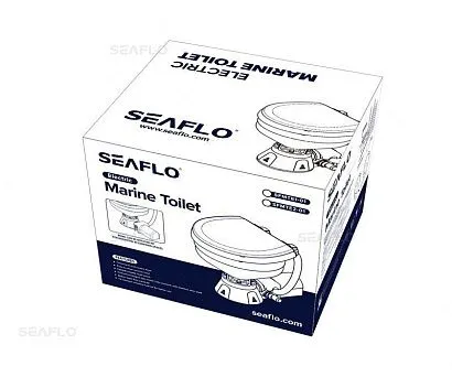 Унитаз судовой керамический 24В (компакт) сиденье из дерева с эмалевым покрытием