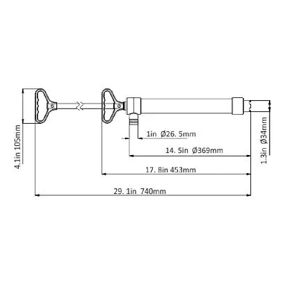 Помпа водооткачивающая ручная SeaFlo поршневая, 24,5 л/мин, патрубок 26,5 мм, длина 740мм