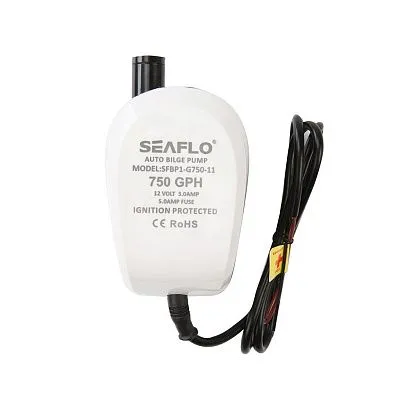 Помпа водооткачивающая автоматическая SeaFlo трюмная, 12V 750 галлон/час, патрубок 19 мм