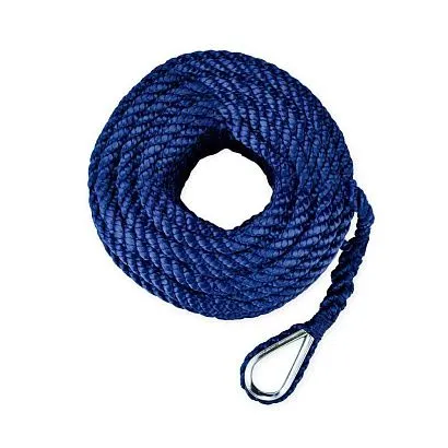 Трос (конец) якорный Skipper трёхпрядный, 10мм, нейлон 20м, синий