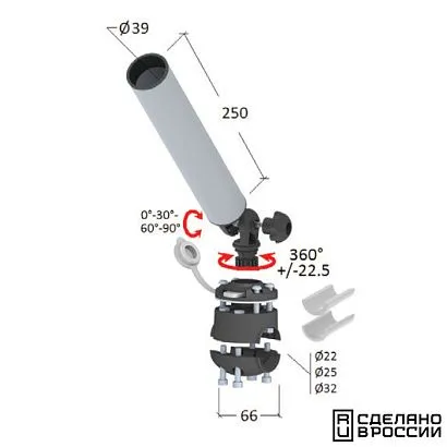 Держатель спиннинга торцевой на леер быстросъемный, алюминий
