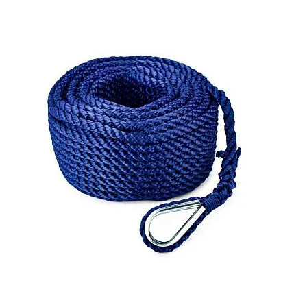 Трос (конец) якорный Skipper трёхпрядный, 10мм, нейлон 20м, синий