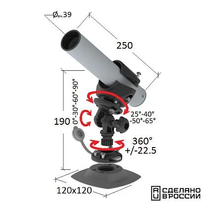 Держатель спиннинга сквозной на баллон быстросъемный, алюминий